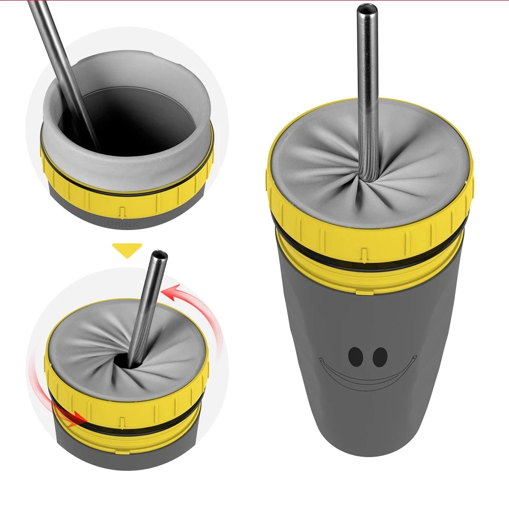 Twist Lid Thermos Cup with Straw